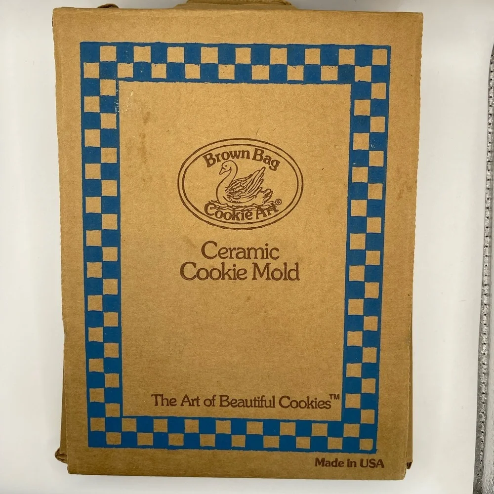 Brown Bag Vintage Ceramic Cookie Molds 3‎ Holiday Large Recipe Angel Tree Floral